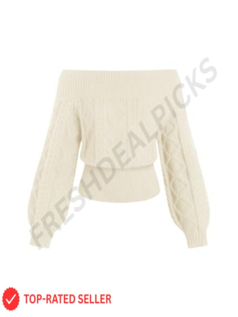 Off The Shoulder Long Sleeve Knit Pullover Sweater Slouchy Lantern Sleeve
